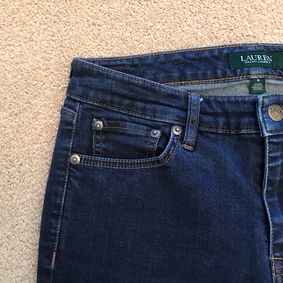 Lauren Ralph Lauren Denim Blue Jeans Womens Size 6 Dark Blue Mid Rise Straight - Picture 10 of 13
